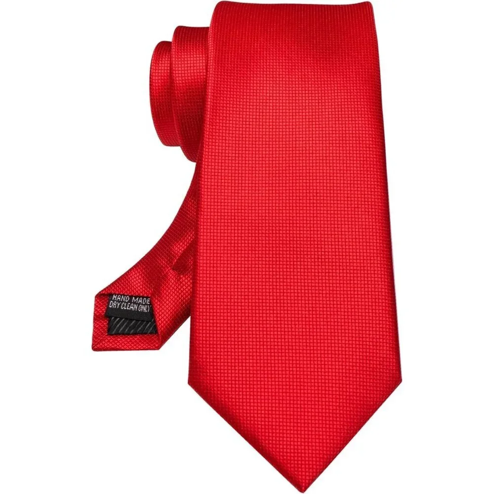 Men's Red 1 Solid Pure Color Imported Polyester Formal Neck Ties